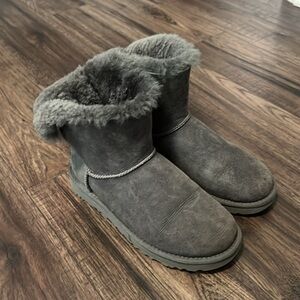 UGG Gray Mini Bailey Bow Boots